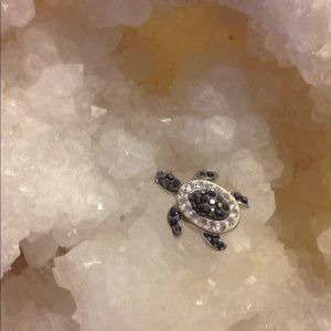 REAL SILVER JEWEL ENCRUSTED TURTLE NECKLACE CHARM
